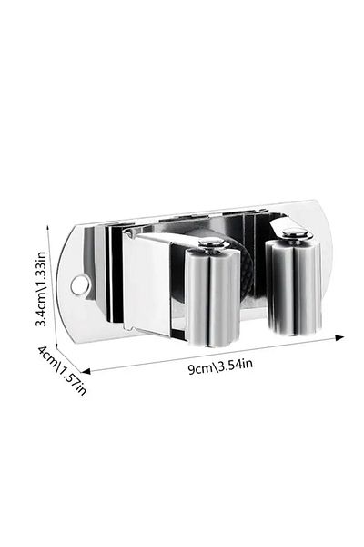 Choice Silver 304 Stainless Steel Mop Broom Holder Wall Mounted Strong Self-adhesive Kitchen Bathroom Water