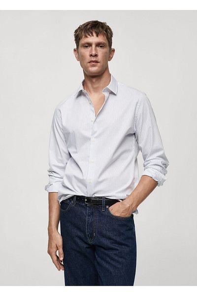 MANGO Man Striped Cotton Slim Fit Shirt