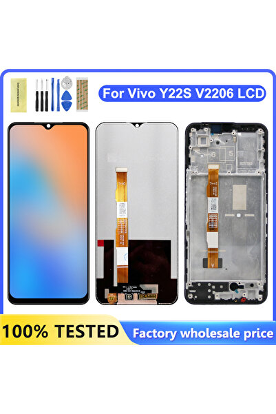 choice2 شاشة عرض عالية الجودة مع إطار لهاتف Vivo Y22 V2207، شاشة LCD تعمل بال...