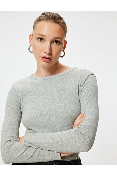 Koton Corded Cotton Long Sleeve Crew Neck Bodysuit
