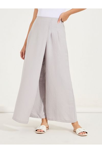 Styli Overlay Detail Wide Leg Pants