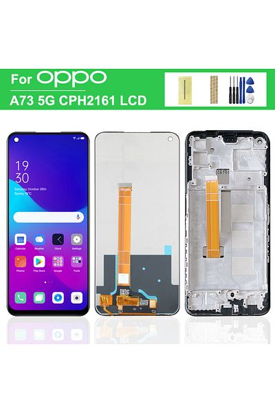sinmaytai Black With Frame For Oppo A73 5G LCD Display Screen Touch Panel Digitizer Assembly For Oppo A73 5G C