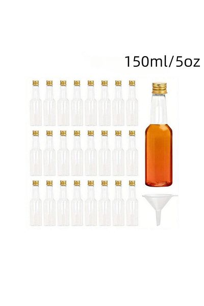 Choice 150ml with Gold Ca 30pcs, 25/50/100/150mlMini Liquor Bottles, Reusable Plastic Empty Spirit Bottles
