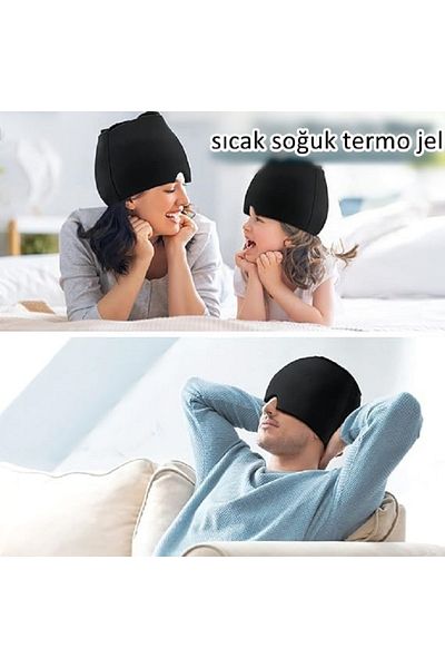 SEVENHİLLS Migraine and Ice Cap, Headache Relief Thermal Wrap, Stress Relief Cold Compress Hat (Black)