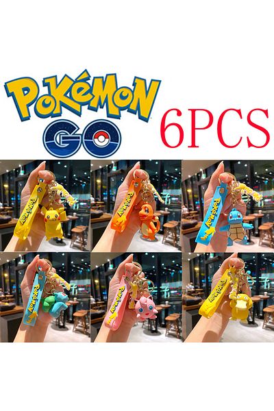 Choice 1set 6pcs Pokemon Keychain Batch Pendant Pokemon Keyring Cute Pikachu Doll Bag Car Pendant For Birth