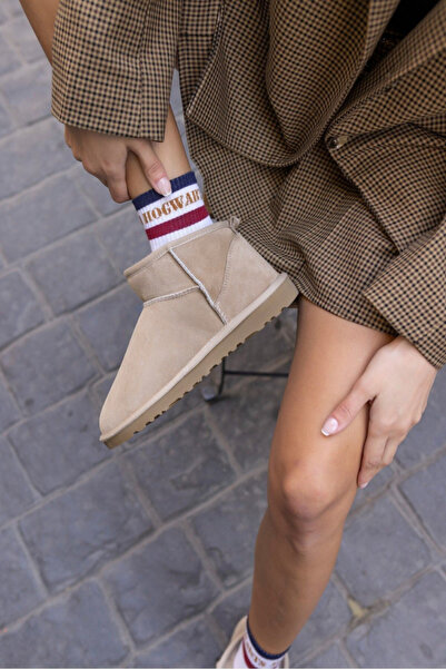 STOCON Γυναικείες γούνινες καθημερινές μπότες Pasep Tan Suede Χειμερινές μπότες