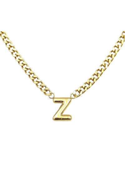 Güler Yüzlü Silver سلسلة ذهبية اللون من الفولاذ المقاوم للصدأ على شكل حرف Z