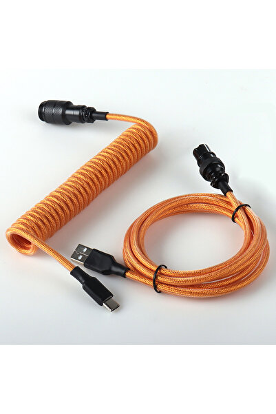 Choice كابل ملفوف Lano D19 أصفر أسود بطول 1.5 متر للوحة المفاتيح من النوع C وكابل بيانات لوحة المفاتيح الميكانيكية بطول 1.5 متر أبيض