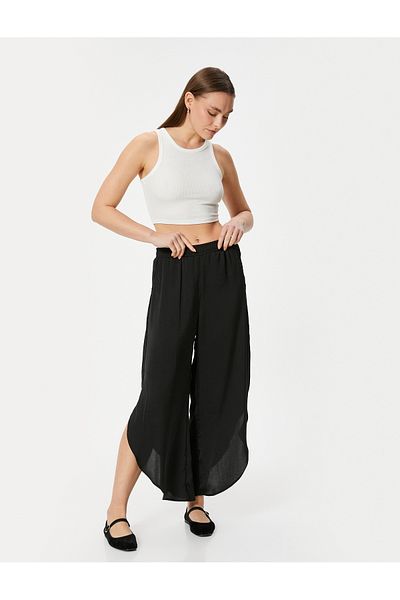 Koton Comfortable Aerobin Fabric Asymmetrical Slit Trousers