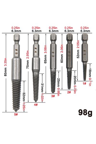 Choice Hexagonal 5pc Plastic Bag 5pc Hexagonal Handle Broken Head Screw Extractor Power Tool Accessory Hexa