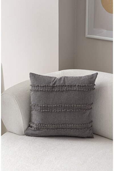 dekomall home & living Γκρι Bohemian Punch Υφαντό μοτίβο με κορδέλα Κάλυμμα μαξιλαριού