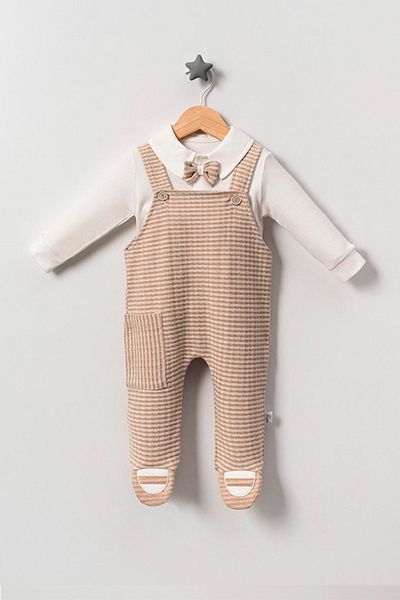 TRENDİMİZBİR Beige Colored Baby Boy Knitted Double Slippers