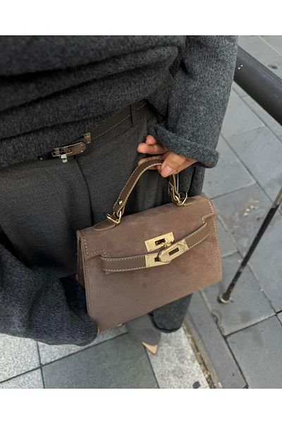 Tina İstanbul Geantă din nubuc din nurcă - cu husă și accesoriu pentru curea