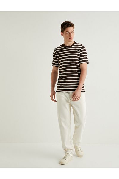 Koton Short Sleeve Crew Neck Slim Fit Striped T-Shirt