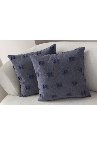dekomall home & living Set de 2 huse de pernă țesute cu pumn boem albastru