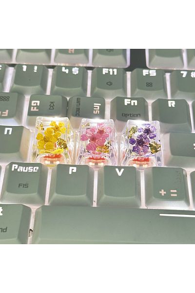 Choice mixed-4pcs 4pcs/set DIY Flowers Keycap Resin Transparency Personality Keycap