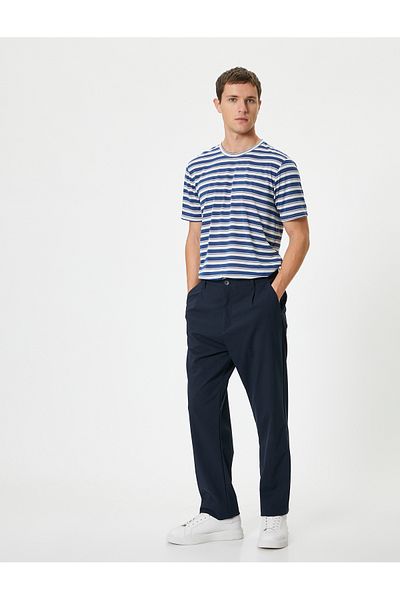 Koton Crew Neck Short Sleeve Viscose Blend Stripe T-Shirt
