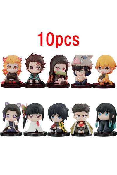 Choice 10 Style-set 10pcs Set Q Version Demon Slayer Sitting Ghost Doll Tanjiro Nidouzi Inosuke Zenizu Figu