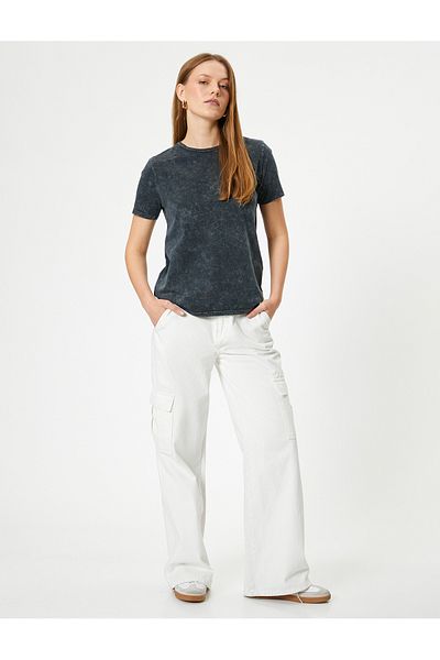 Koton Pale Effect Cotton Crew Neck Short Sleeve T-Shirt