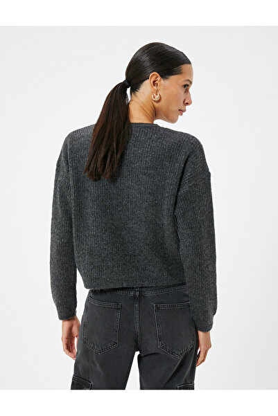 Koton Langärmliger Basic-Strickpullover - Rundhals