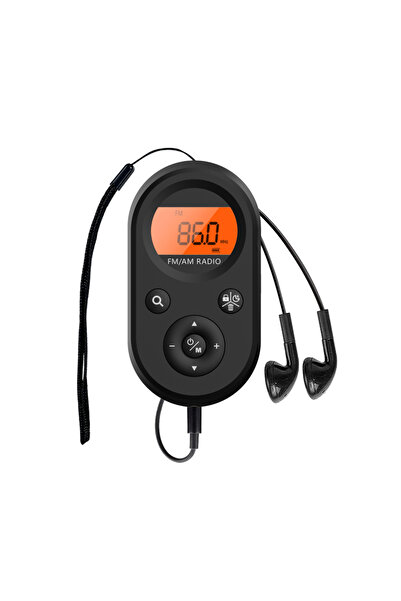 Choice Black Pocket radio AM/FM portable, rechargeable battery with best reception, comes with stereo headp