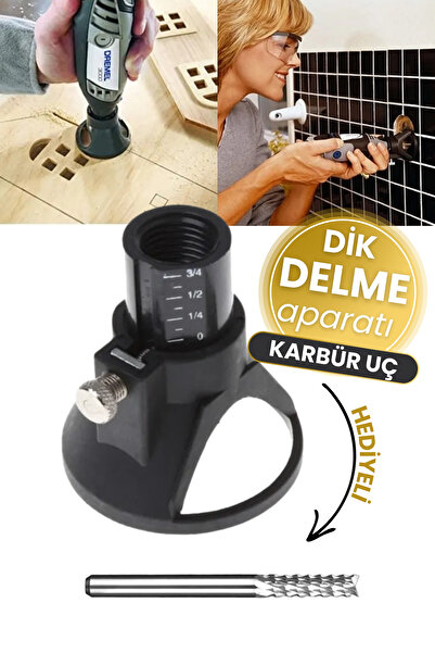Depolife Gravür Makinesi Için Dik Delme Aparatı Ve Ahşap Fayans Seramik Kesme Karbür Uç Seti Derz Temizleme