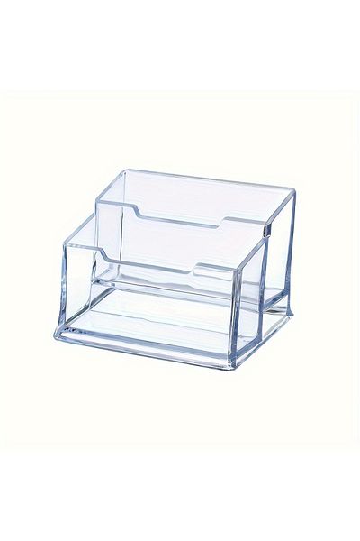 Choice 1 Acrylic Business Card Holder, 2 Card Slots Business Card Display & Card Holder Storage Bag, Offic.