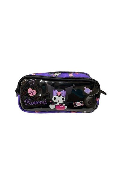 GENC DIJITAL BASKI Kuromi Shiny Patterned School Pencil Case Double Compartment Children's Cloth Pencil Bag 1184584