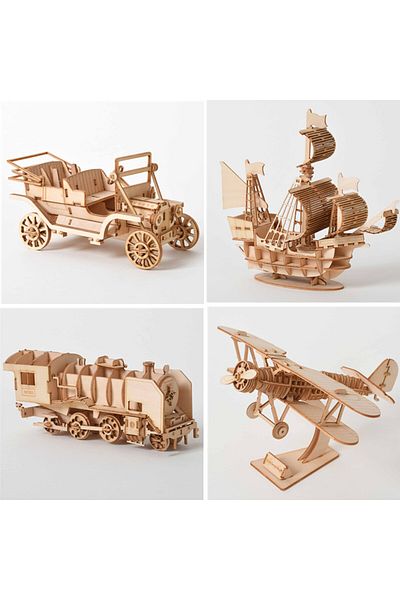 Choice Diy 3d wooden puzzle for Assembly Puzzle Laser Cutting Sailing Ship Biplane Steam Locomotive Trai...