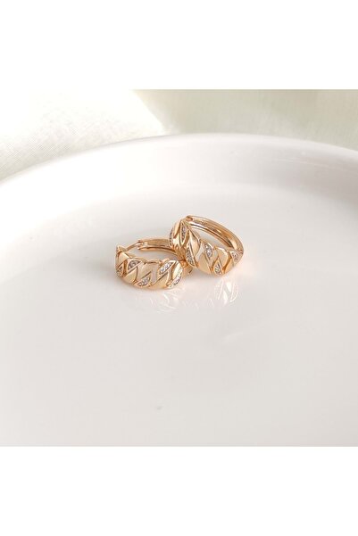 Güler Yüzlü Silver XUPING 1,2 CM GURMET DESEN HALKA KÜPE ROSE