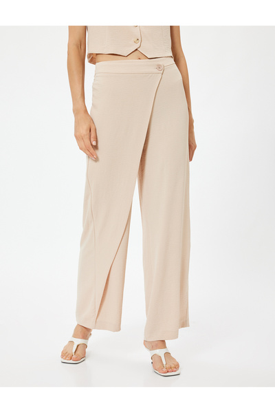 Koton Double Breasted Detailed Wide Leg Trousers Aerobin Fabric