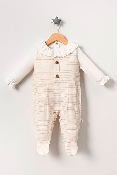 TRENDİMİZBİR Fancy Baby Girl - Light Pink Slippers with Ruffled Sleeves and Buttons