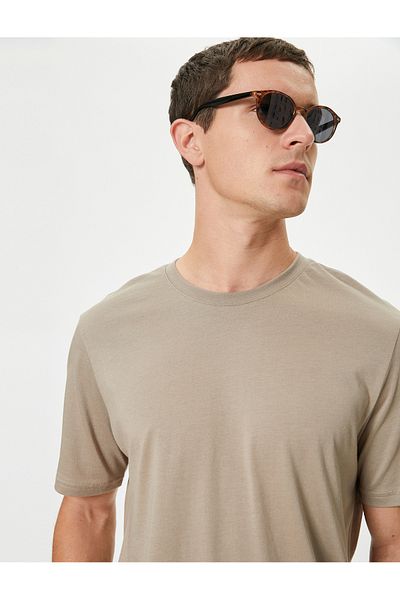 Koton Kurzärmliges T-Shirt aus Baumwollmischung mit Rundhalsausschnitt