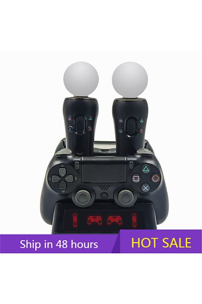 Choice Black 4 In 1 Controller Charging Dock Station Stand For Playstation Ps4 Psvr Vr Move Quad Charger Fo
