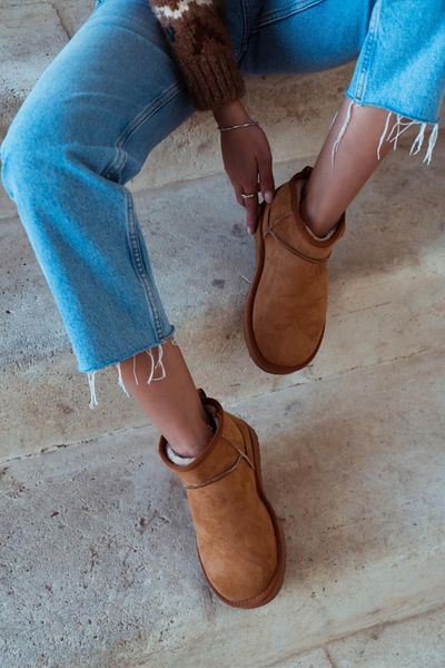 STOCON Women's Fur Lined Daily Boots Pasep Tan Suede Winter Boots