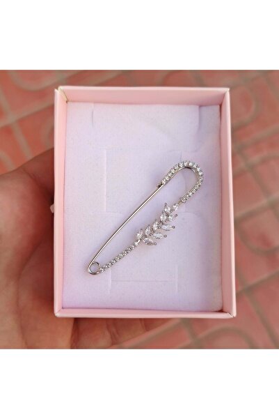 Güler Yüzlü Silver TAŞLI FİRKETE BROŞ 5,5 CM - BEYAZ