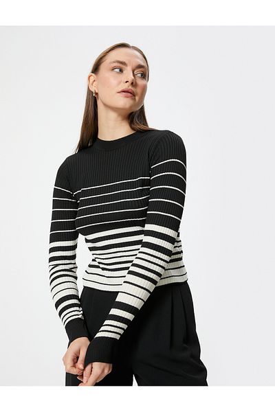 Koton Long Sleeve Knitwear Sweater - Crew Neck, Textured