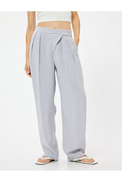 Koton Modal Bol Paça Kumaş Pantolon Cepli Pile Detaylı