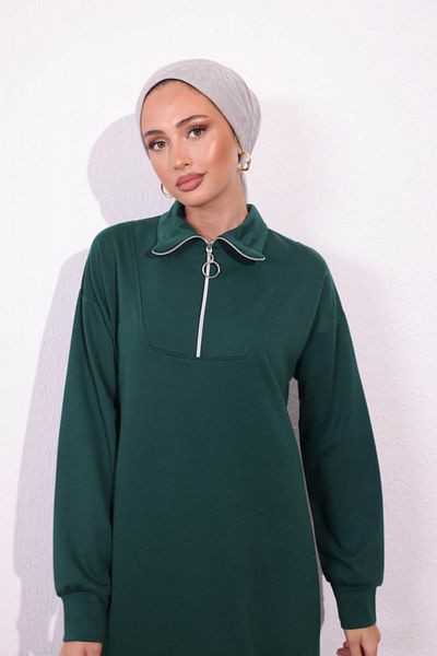 Bold Grup Γυναικείο φόρεμα φόρεμα με πέτο με μισό φερμουάρ από ύφασμα με δύο κλωστές