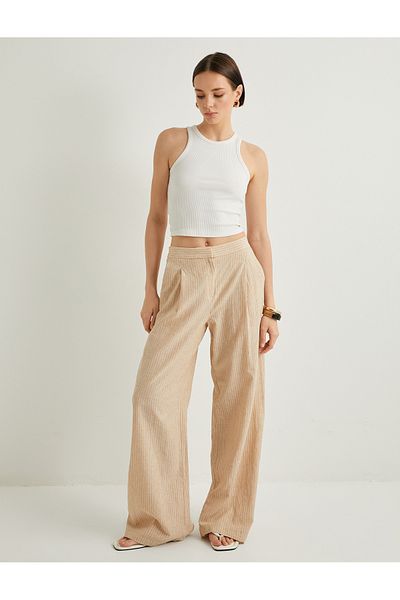 Koton Linen Blended Palazza Trousers - Wide Leg