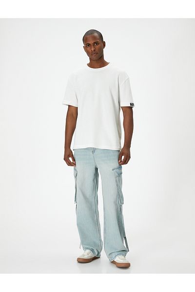 Koton Wide Leg – Lockere Jeans mit Cargotaschen und Knöpfen