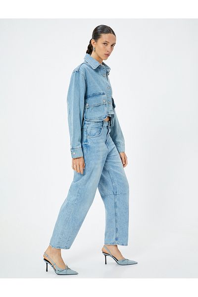 Koton Blugi oversize cu buzunare decupate cu balon - Blugi cu balon