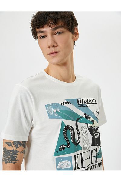Koton Tricou alb pentru bărbați - 4sam10296hk