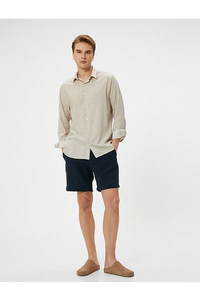 Koton Bermudashorts aus Baumwollmusselin – mit Schnürung in der Taille und Taschendetails