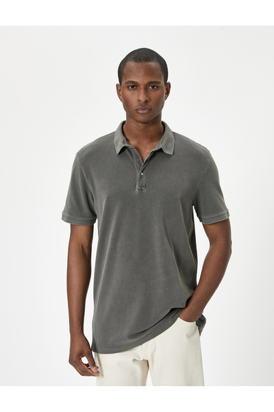 Koton Polo tričko s krátkým rukávem na knoflíky, bavlna