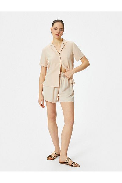 Koton Textured Standard Cut Short Sleeve Shirt - Buttoned