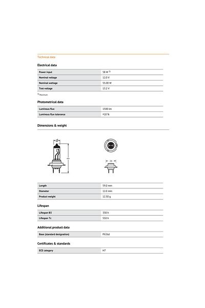 Choice H7 قطعتان (زوج واحد) من Osram قطعتان كلاسيكيتان H7 12 فولت 55 وات Px26d مصابيح هالوجين أمامية للسيارات لمبات سيارات قياسية 3200