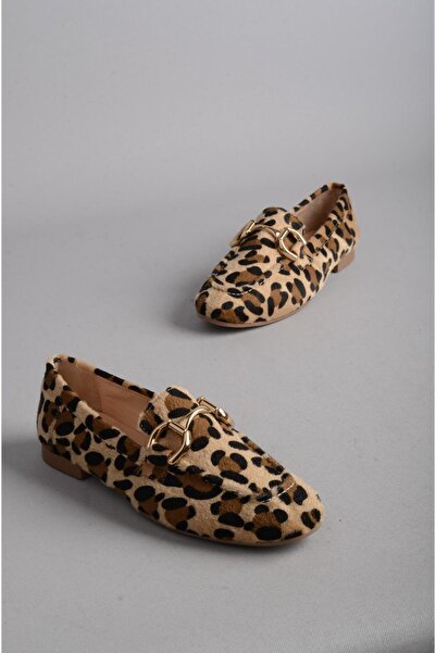 SEÇ KUNDURA SEÇ 021 Balerini de damă din piele naturală cu cataramă cu model leopard