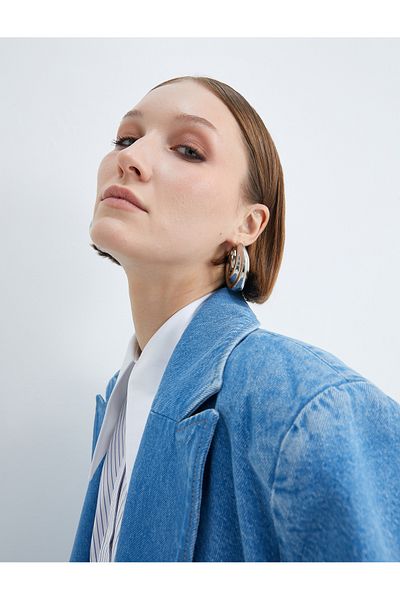 Koton Jeans-Blazer-Jacke, zweireihig, bequeme Passform mit Taschendetail