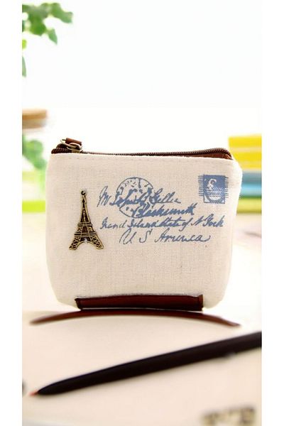 DOODLE Retro Decorated Comfortable Coin Purse, Portable Zippered Key Card Headset Bag, Daily